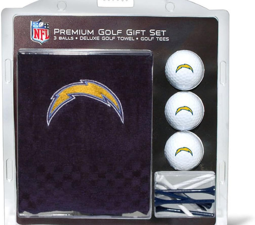 Premium NFL Golf Gift Set: Embroidered Deluxe Golf Towel, 3 Golf Balls, and 14 Golf Tees (2-3/4" Regulation)