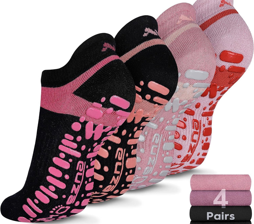 Non Slip Yoga Socks for Women, Anti-Skid Pilates, Barre, Hospital Socks with Grips, Size 5-10