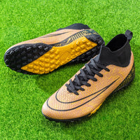 Men'S Soccer Shoes Cleats Professional High-Top Breathable Athletic Football Boots for Outdoor Indoor TF/AG Gold-Sd-43