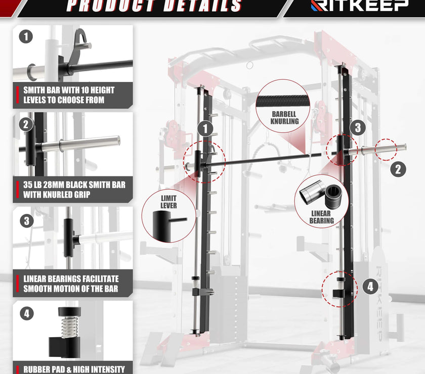 PMAX 5600 Home Gym Smith Machine - Integrated Weight System