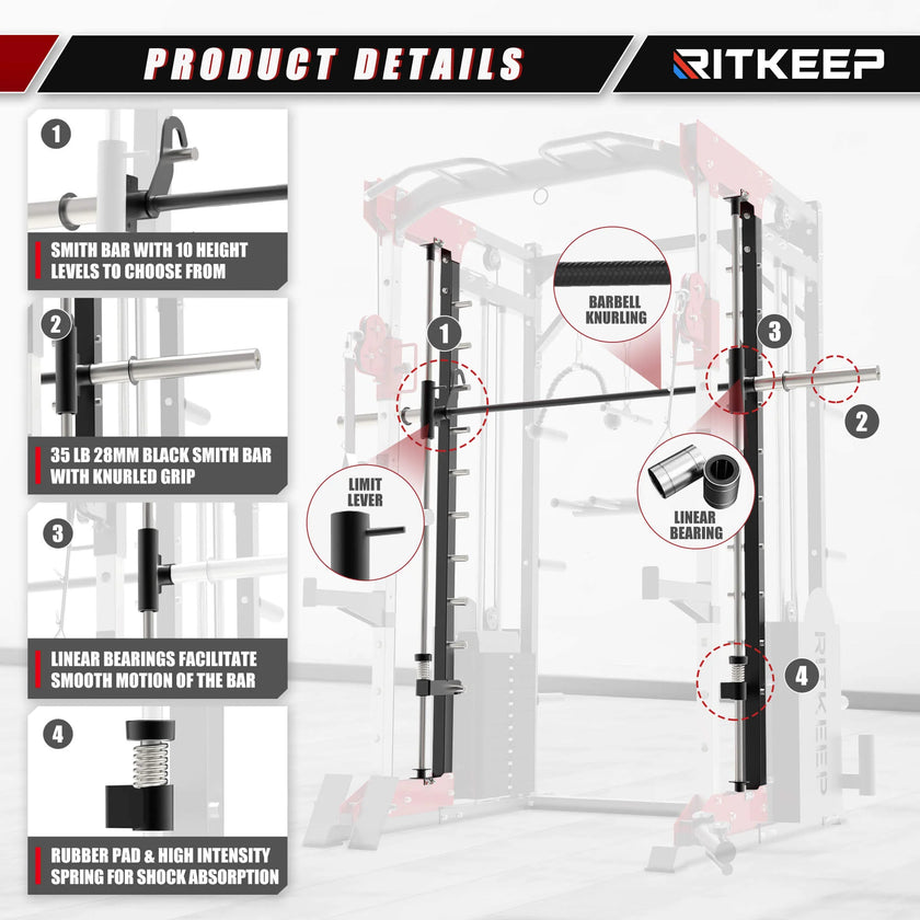 PMAX 5600 Home Gym Smith Machine - Integrated Weight System