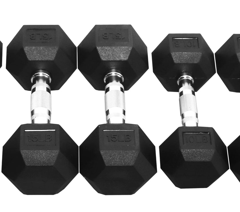 Dumbbell Set, Pairs of 5 Lb, 10 Lb, 15 Lb, and 20 Lb