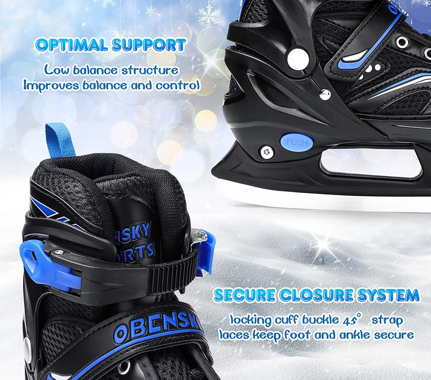 Adjustable Ice Skates with Free Skate Bag for Beginners,Kids,Girls&Boys-Ice Skating Shoes with Stainless Steel Blade