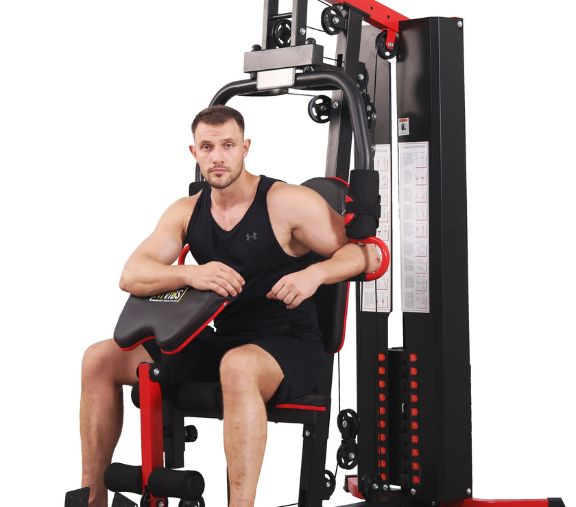 LX750 Multifunctional Full Home Gym System Workout Station with 122.5 Lbs Weight Stack, One Station, Comes with Installation Instruction Video, Ships in 5 Boxes