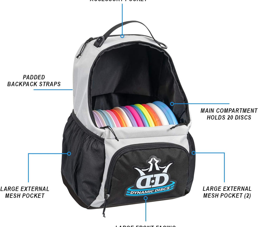 Cadet Disc Golf Backpack, Beginner Disc Golf Bag, Frisbee Golf Discs Set, Sports Bag, Lightweight & Durable, 17+ Disc Capacity