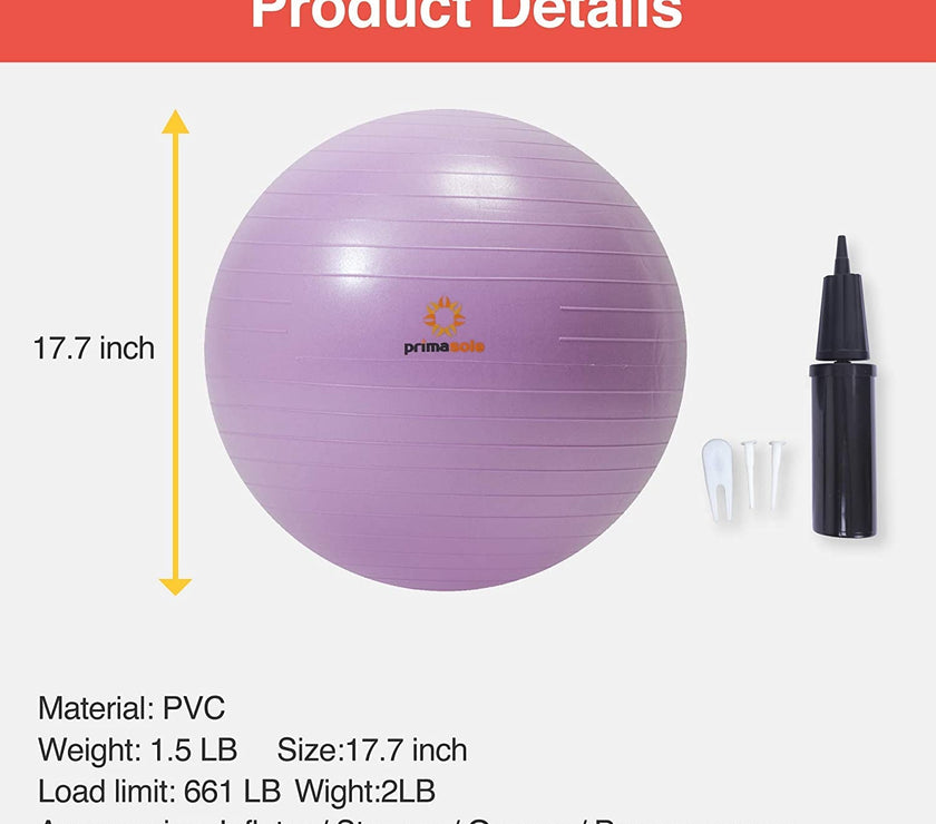 Exercise Ball for Balance Stability Fitness Workout Yoga Pilates at Home Office & Gym with Inflator Pump