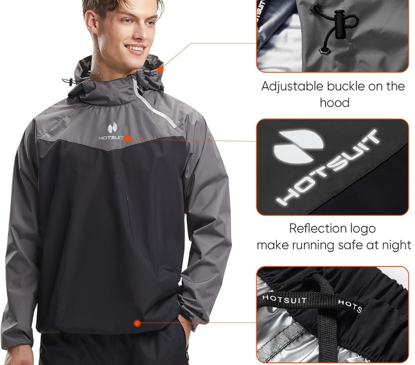 Sauna Suit for Men Sweat Sauna Jacket Pant Gym Workout Sweat Suits