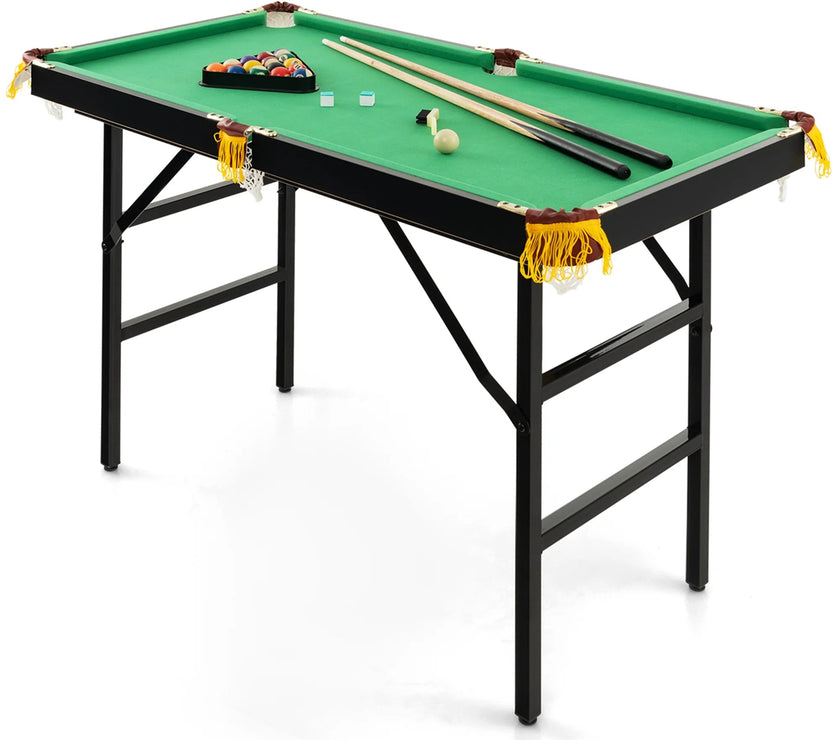 47" Folding Billiard Table Pool Game Table Indoor Kids W/ Cues Brush Chalk Green