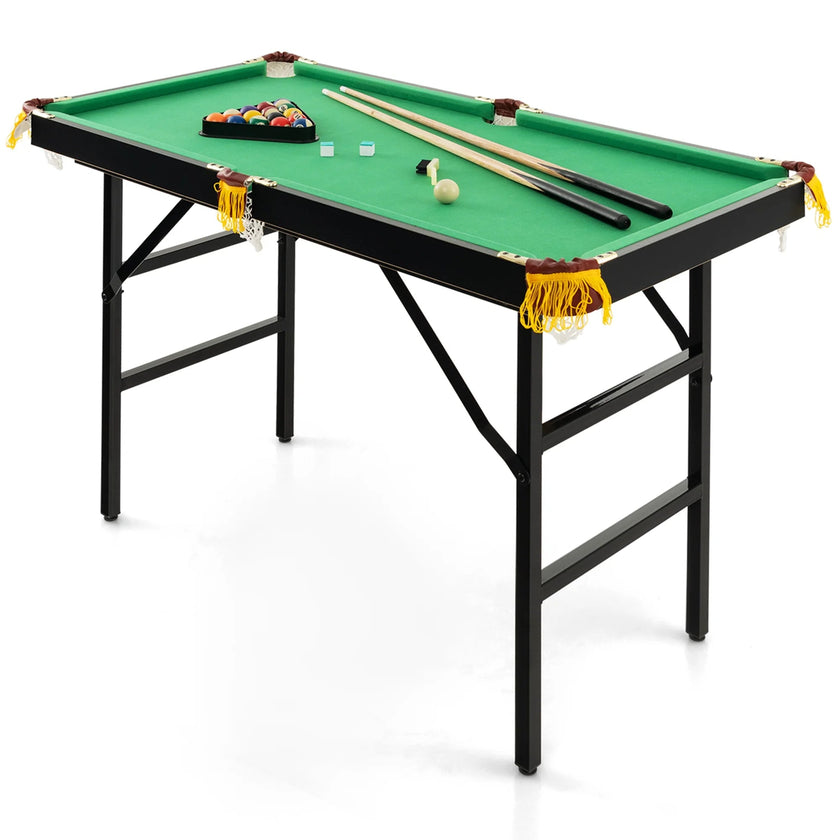 47" Folding Billiard Table Pool Game Table Indoor Kids W/ Cues Brush Chalk Green