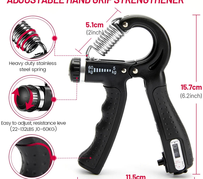 Adjustable 5-60Kg Heavy Hand Gripper Fitness Hand Exerciser Grip Wrist Training Finger Gripper Hand Strengthener for Patient