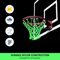 Nightlight Basketball Net Nylon Glowing Basketball Hoop Rim Net 12 Loops Standard Size Glowing Basketball Net Sun Powered