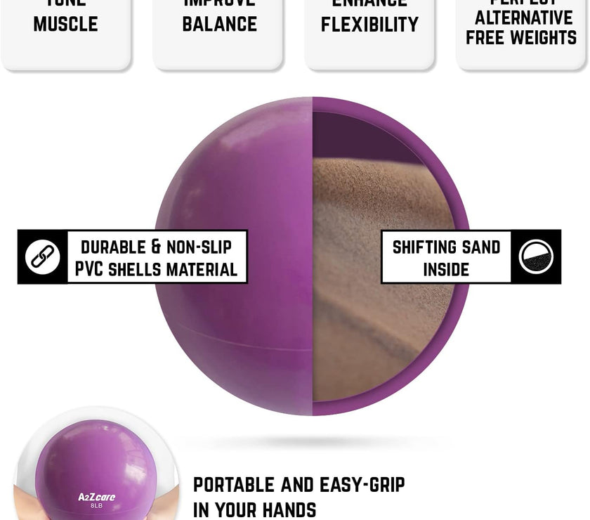 Toning Ball - Weighted Toning Exercise Ball - Soft Weighted Medicine Ball for Pilates, Yoga, Physical Therapy and Fitness