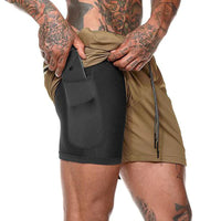 Sport Shorts Men Sportswear Double-Deck Running Shorts 2 in 1 Beach Bottoms Summer Gym Fitness Training Jogging Short Pants