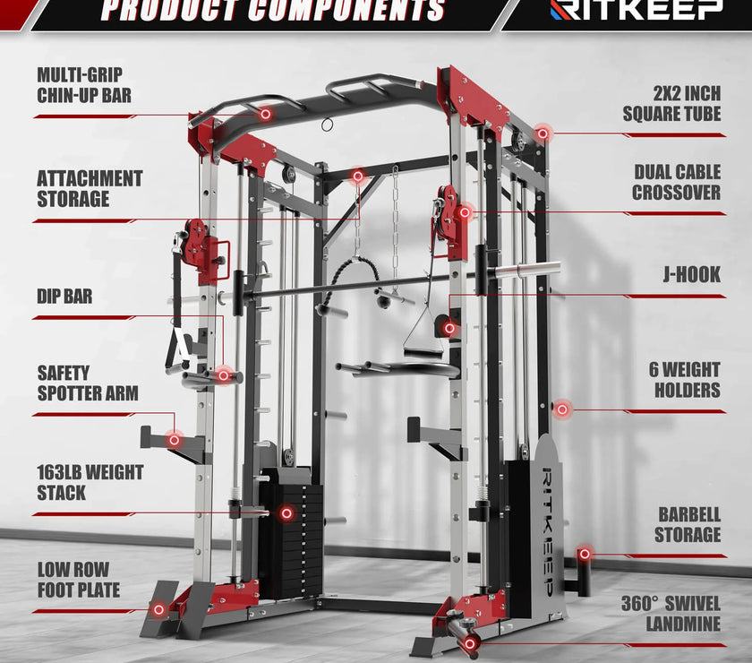 PMAX 5600 Home Gym Smith Machine - Integrated Weight System