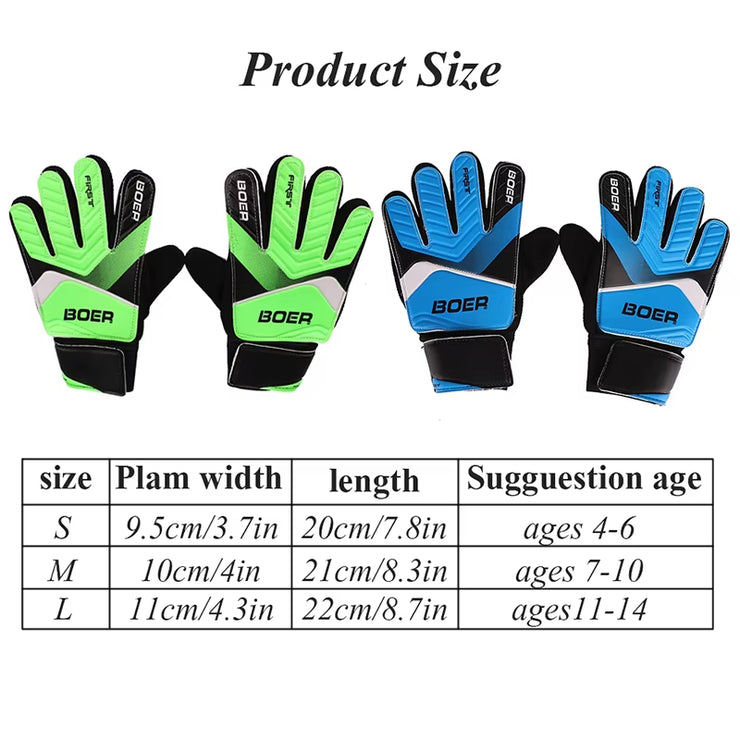 1Pair Children Anti-Slip Gloves Professional Soccer Goalkeeper Gloves Finger Protection Thickened Latex Football Gloves for Kids