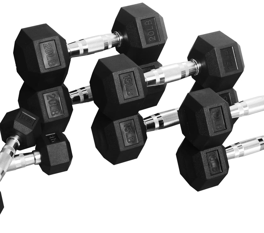 Dumbbell Set, Pairs of 5 Lb, 10 Lb, 15 Lb, and 20 Lb