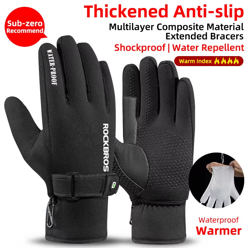 Winter Gloves Motorcycle Waterproof Fleece Thermal Gloves Snowboard Snowmobile Gloves Men Women Snow Cycling Gloves