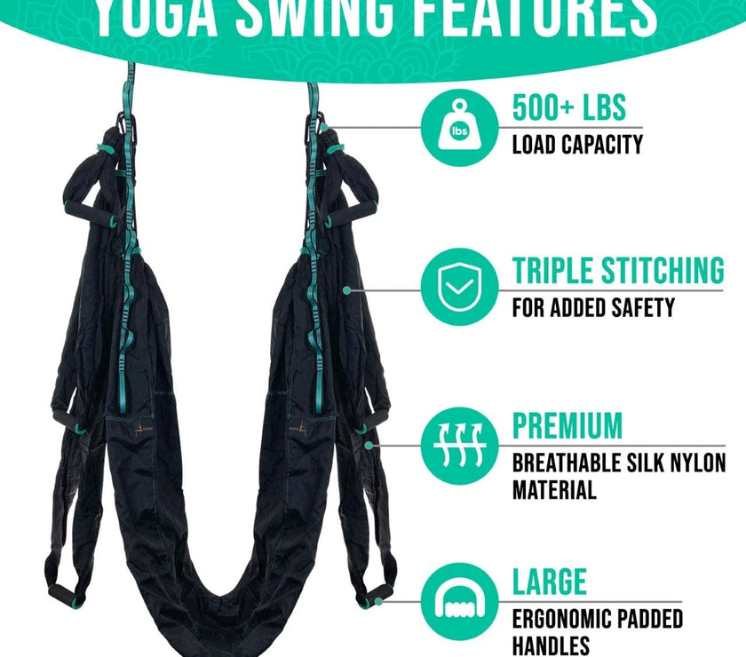 Premium Aerial Hammock anti Gravity Yoga Swing Kit - Acrobat Flying Sling Set for Indoor and Outdoor Inversion Therapy