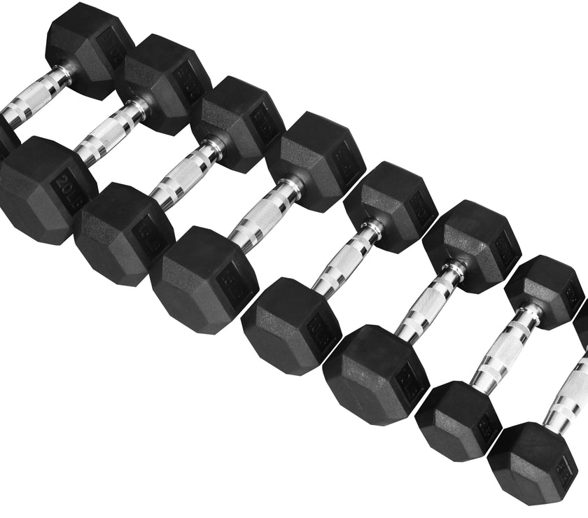 Dumbbell Set, Pairs of 5 Lb, 10 Lb, 15 Lb, and 20 Lb