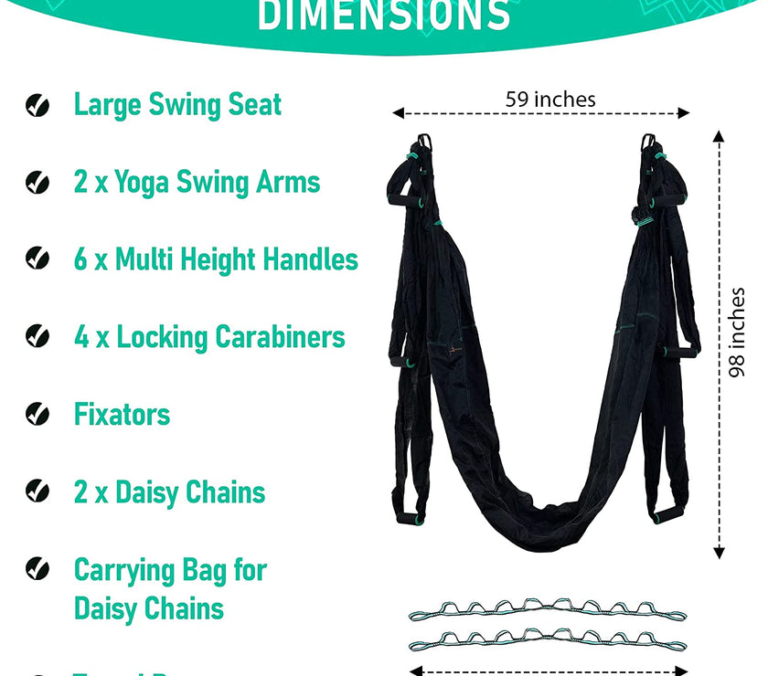 Premium Aerial Hammock anti Gravity Yoga Swing Kit - Acrobat Flying Sling Set for Indoor and Outdoor Inversion Therapy