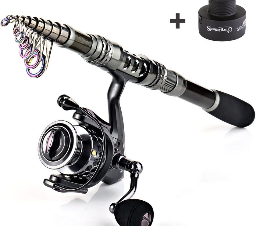 Fishing Rod Combos with Telescopic Fishing Pole Spinning Reels Fishing Carrier Bag for Travel Saltwater Freshwater Fishing