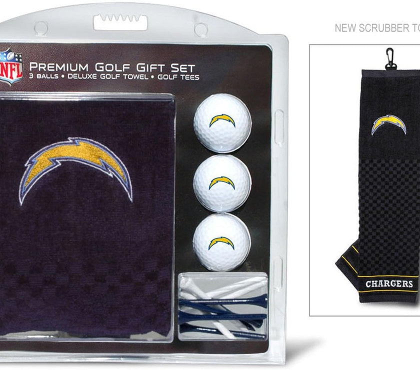 Premium NFL Golf Gift Set: Embroidered Deluxe Golf Towel, 3 Golf Balls, and 14 Golf Tees (2-3/4" Regulation)