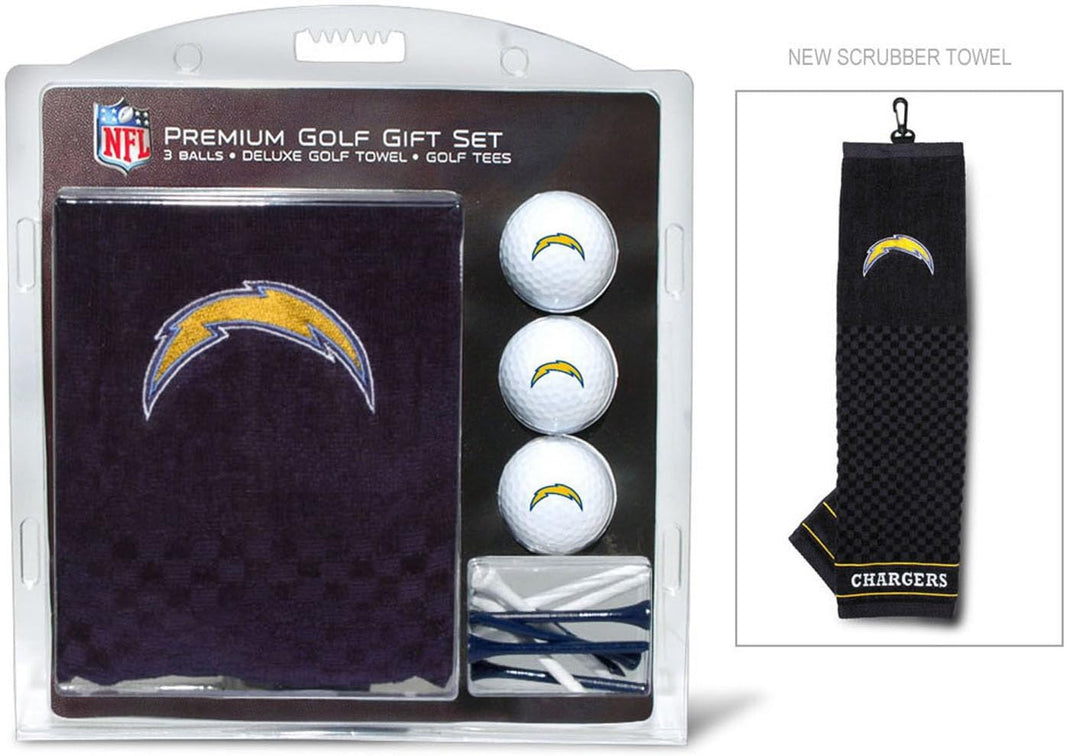 Premium NFL Golf Gift Set: Embroidered Deluxe Golf Towel, 3 Golf Balls, and 14 Golf Tees (2-3/4" Regulation)