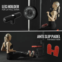 LAT Pull-Down and LAT Row Cable Machine with Flip-Up Footplate and Plates Storage Posts