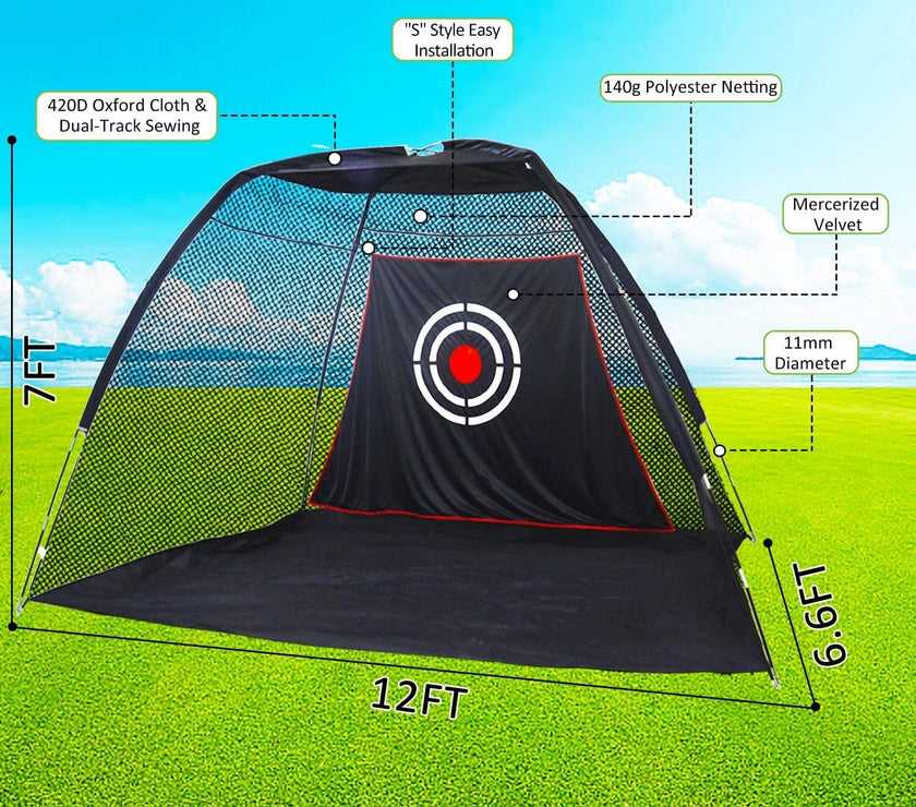 Golf Hitting Practice Nets for Backyard Driving Heavy Duty Men Real Indoor Golf Balls Hitting Pitching Driving Nets for Indoor Outdoor Garage Use Golfing Swing Training Impact Cages with Frame and Net