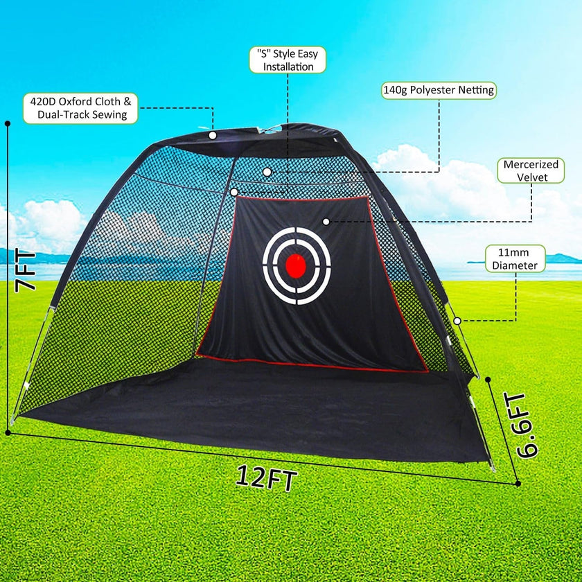 Golf Hitting Practice Nets for Backyard Driving Heavy Duty Men Real Indoor Golf Balls Hitting Pitching Driving Nets for Indoor Outdoor Garage Use Golfing Swing Training Impact Cages with Frame and Net