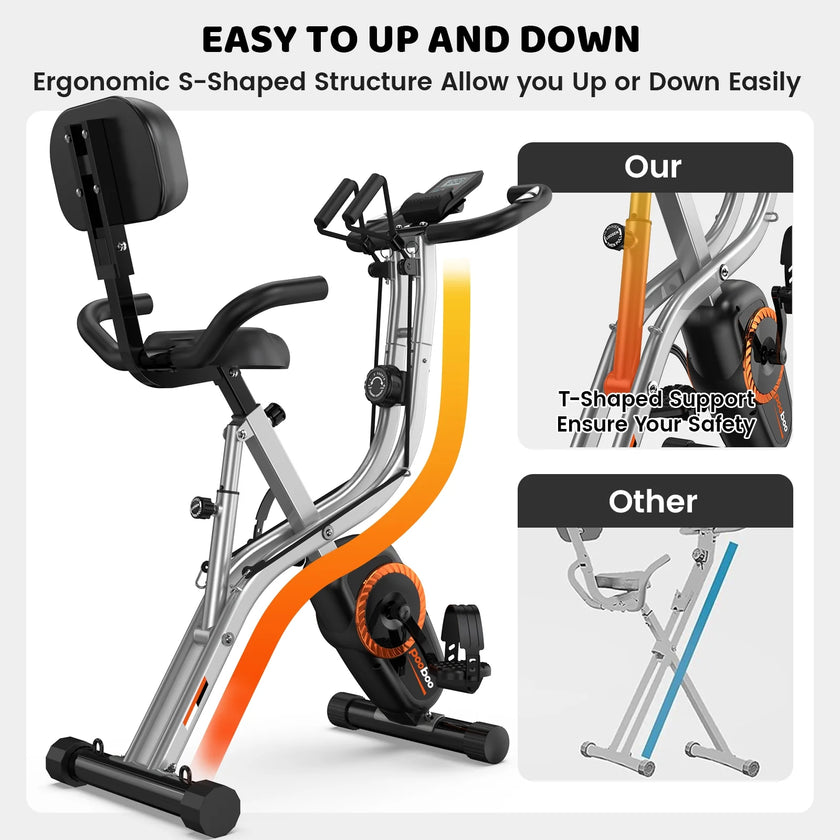 4In1 Folding Magnetic Exercise Bike Indoor Cycling X Bikes Upright Stationary Bicycle 320Lb