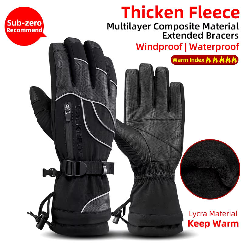 Winter Gloves Motorcycle Waterproof Fleece Thermal Gloves Snowboard Snowmobile Gloves Men Women Snow Cycling Gloves