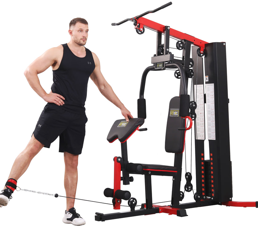 LX750 Multifunctional Full Home Gym System Workout Station with 122.5 Lbs Weight Stack, One Station, Comes with Installation Instruction Video, Ships in 5 Boxes