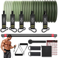 Resistance Band Set Workout Bands Exercise Band 5 Tube Fitness with Door Anchor Handles Legs Ankle Straps and Fitness Stick