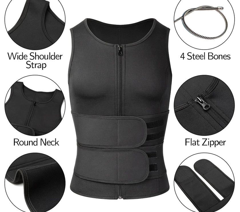 Men Body Shaper Waist Trainer Sauna Suit Sweat Vest Slimming Underwear Weight Loss Shirt Fat Burner Workout Tank Tops Shapewear