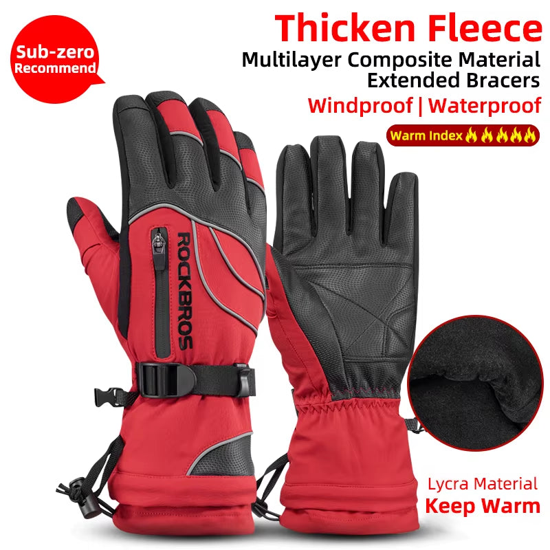 Winter Gloves Motorcycle Waterproof Fleece Thermal Gloves Snowboard Snowmobile Gloves Men Women Snow Cycling Gloves