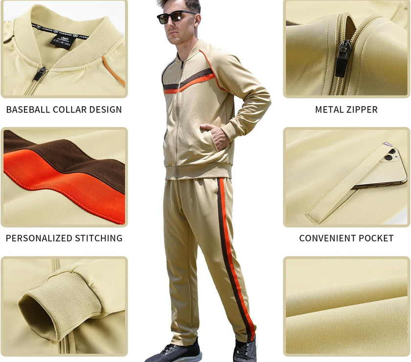 Men'S Casual Tracksuits Long Sleeve Jogging Suits Sweatsuit Sets Track Jackets and Pants 2 Piece Outfit