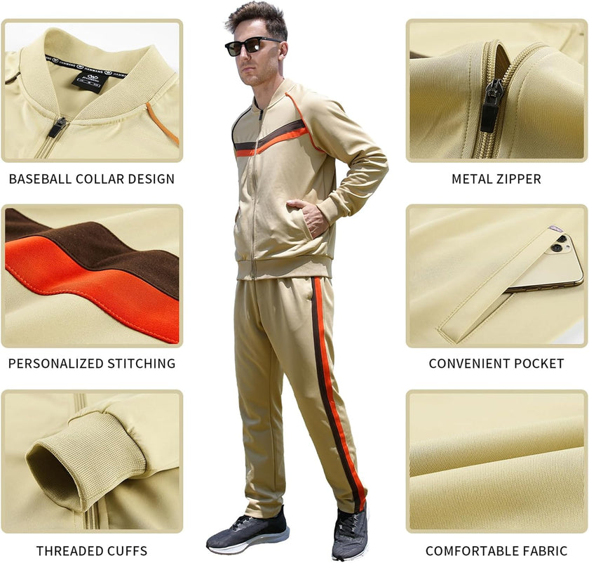 Men'S Casual Tracksuits Long Sleeve Jogging Suits Sweatsuit Sets Track Jackets and Pants 2 Piece Outfit