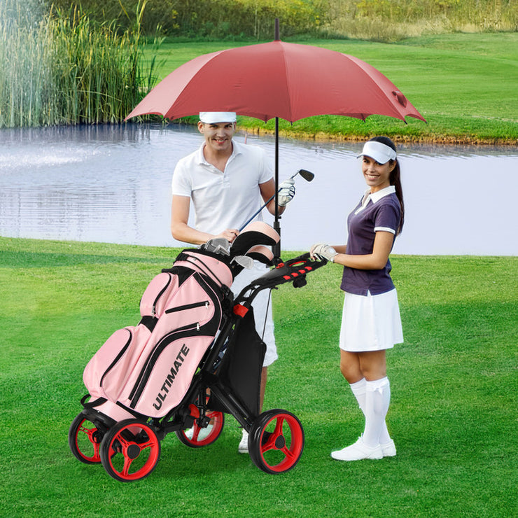 4 Wheel Golf Push Pull Cart with Foot Brake