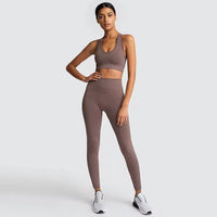 2Pcs Seamless Hyperflex Workout Sport Outfits for Women Sportswear Athletic Clothes Gym Long Sleeve Crop Top High Waist Leggings