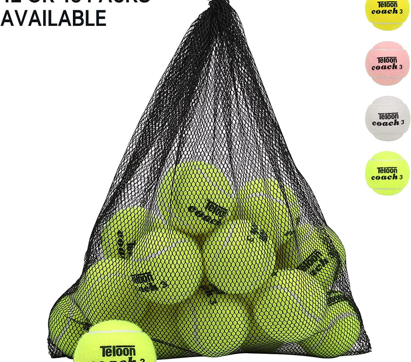 Pressure Training Tennis Balls-12 or 18 Count-Mesh Carry Bag，4 Colors Available，Pressureless Training Exercise Tennis Balls for Beginners.