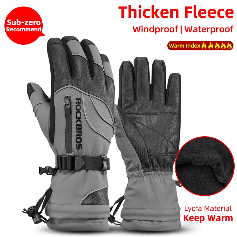 Winter Gloves Motorcycle Waterproof Fleece Thermal Gloves Snowboard Snowmobile Gloves Men Women Snow Cycling Gloves