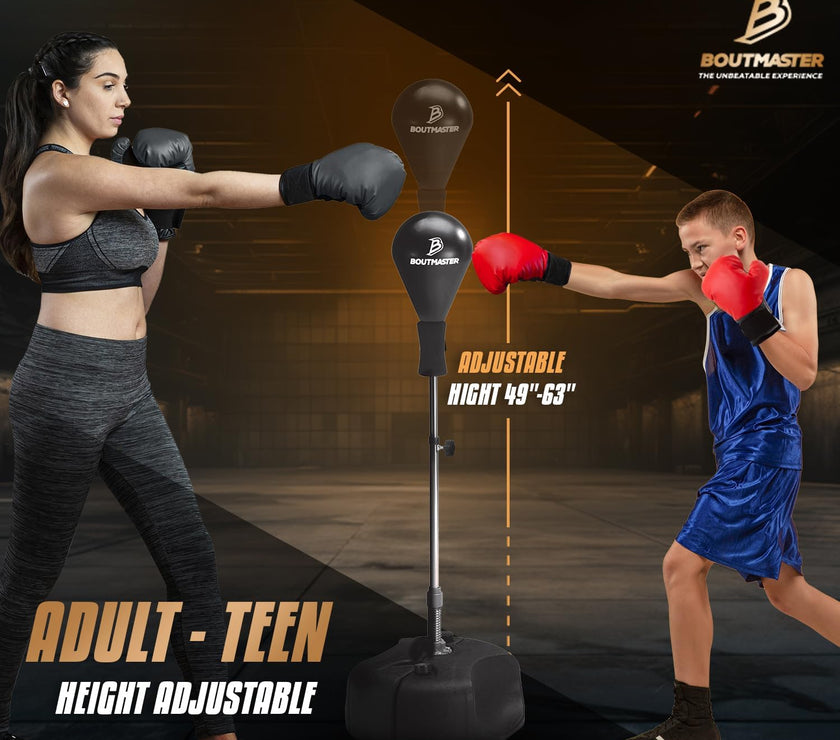 Punching Bag with Stand, Boxing Bag for Teens & Adults - Height Adjustable - Speed Bag for Training, Boxing Equipment, Stress Relief & Fitness