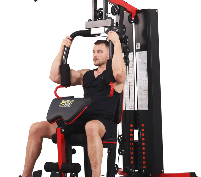 LX750 Multifunctional Full Home Gym System Workout Station with 122.5 Lbs Weight Stack, One Station, Comes with Installation Instruction Video, Ships in 5 Boxes