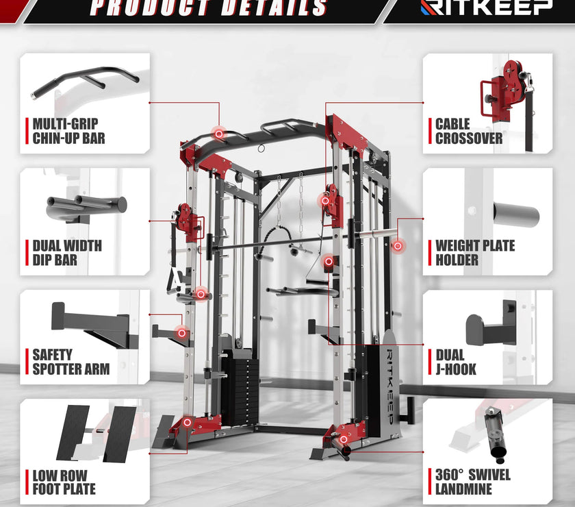 PMAX 5600 Home Gym Smith Machine - Integrated Weight System