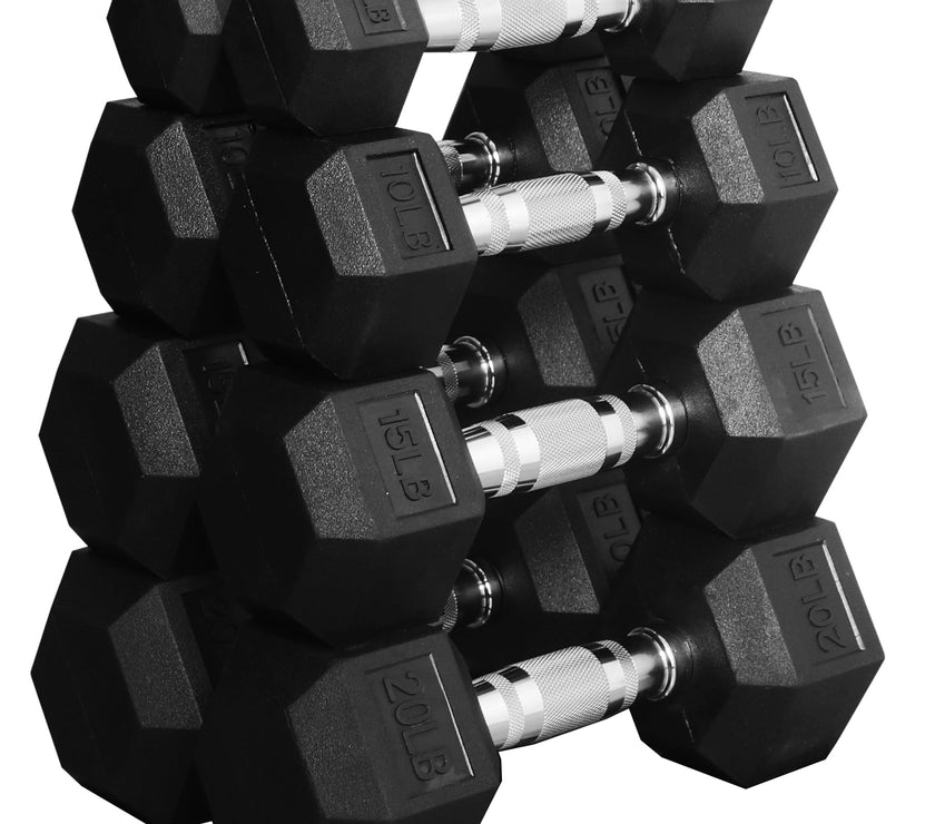 Dumbbell Set, Pairs of 5 Lb, 10 Lb, 15 Lb, and 20 Lb