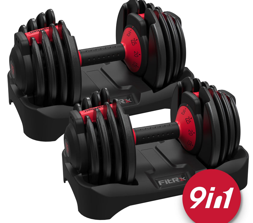 Smartbell 2-Pack, Two 25Lbs. Quick-Select 9 in 1 Adjustable Dumbbell for Home Gym, 5-25Lbs. Weight in 2.5Lbs Increments