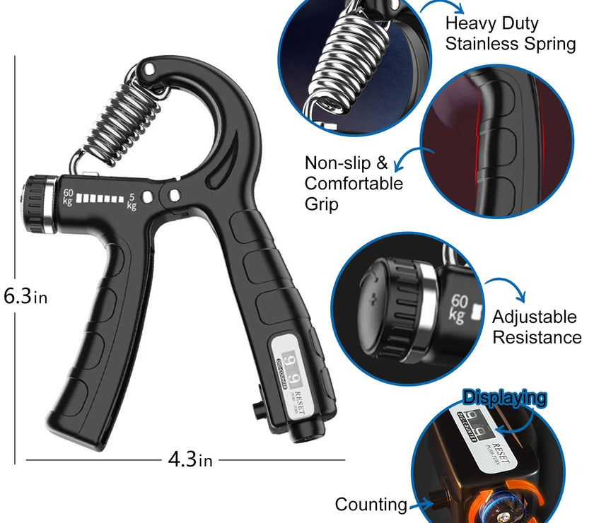 Hand Grip Strengthener 5-In-1, Adjustable Forearm Grip Strength Trainer for Finger Wrist, Blue