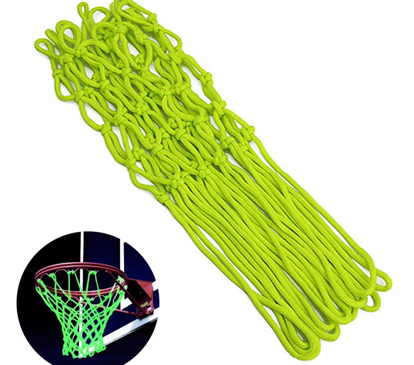 Nightlight Basketball Net Nylon Glowing Basketball Hoop Rim Net 12 Loops Standard Size Glowing Basketball Net Sun Powered