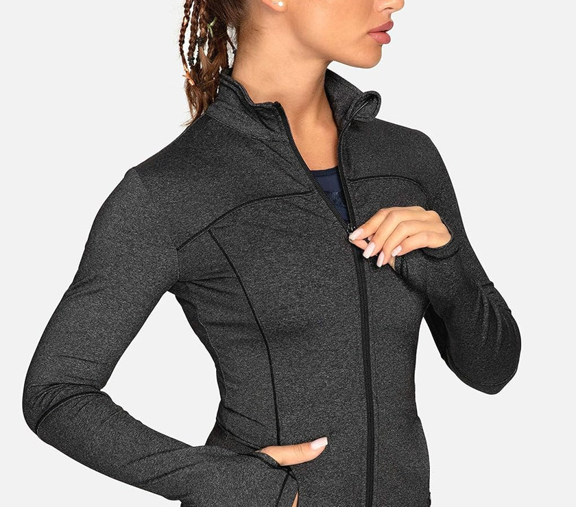 Womens Running Jackets Athletic Workout Scrub Jacket Track Full Zip up Gym for Women Yoga Top